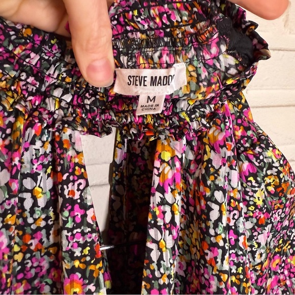 Steve Madden Pink Floral Smocked Choker Neck Party Dress, Women’s Size Medium - Picture 6 of 9